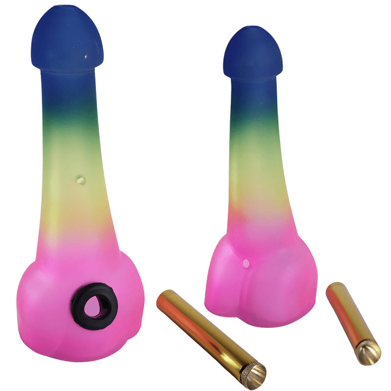 Glass Rainbow Penis Pipe