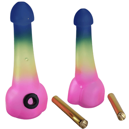 Glass Rainbow Penis Pipe