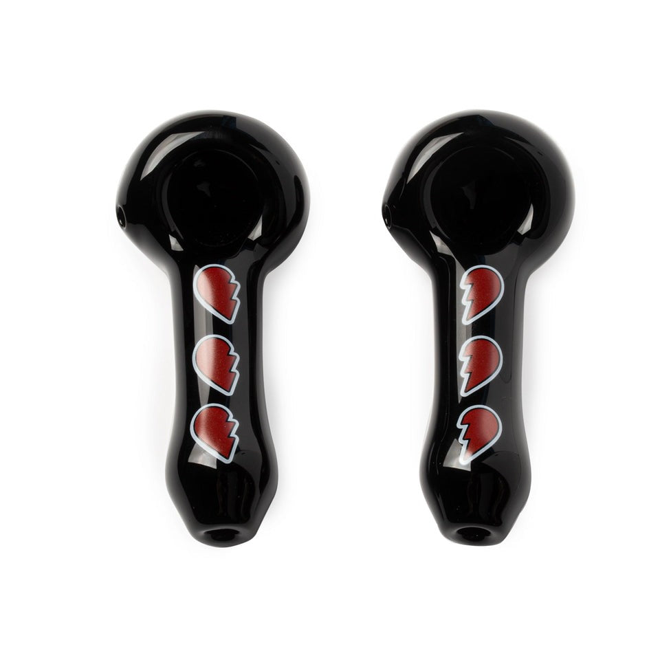 Red Eye Glass® | 3.75" Hearts Spoon Hand Pipe 2 Pack W/Collectible Tin