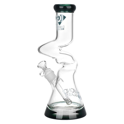 Diamond Glass Gold Zong Beaker Water Pipe - 11" / 14mm F / Colors Vary