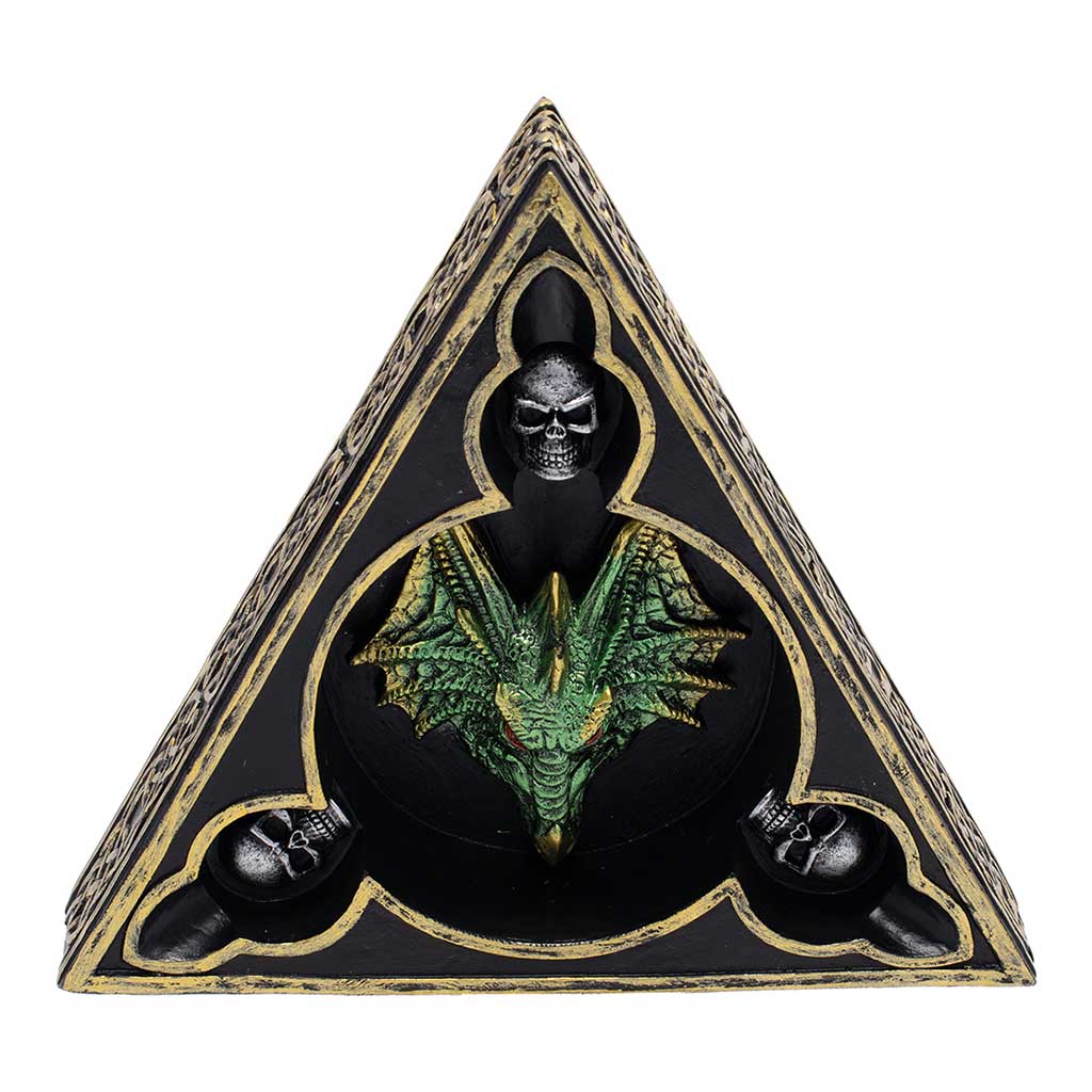 GREEN TRI-HEAD DRAGON ASHTRAY