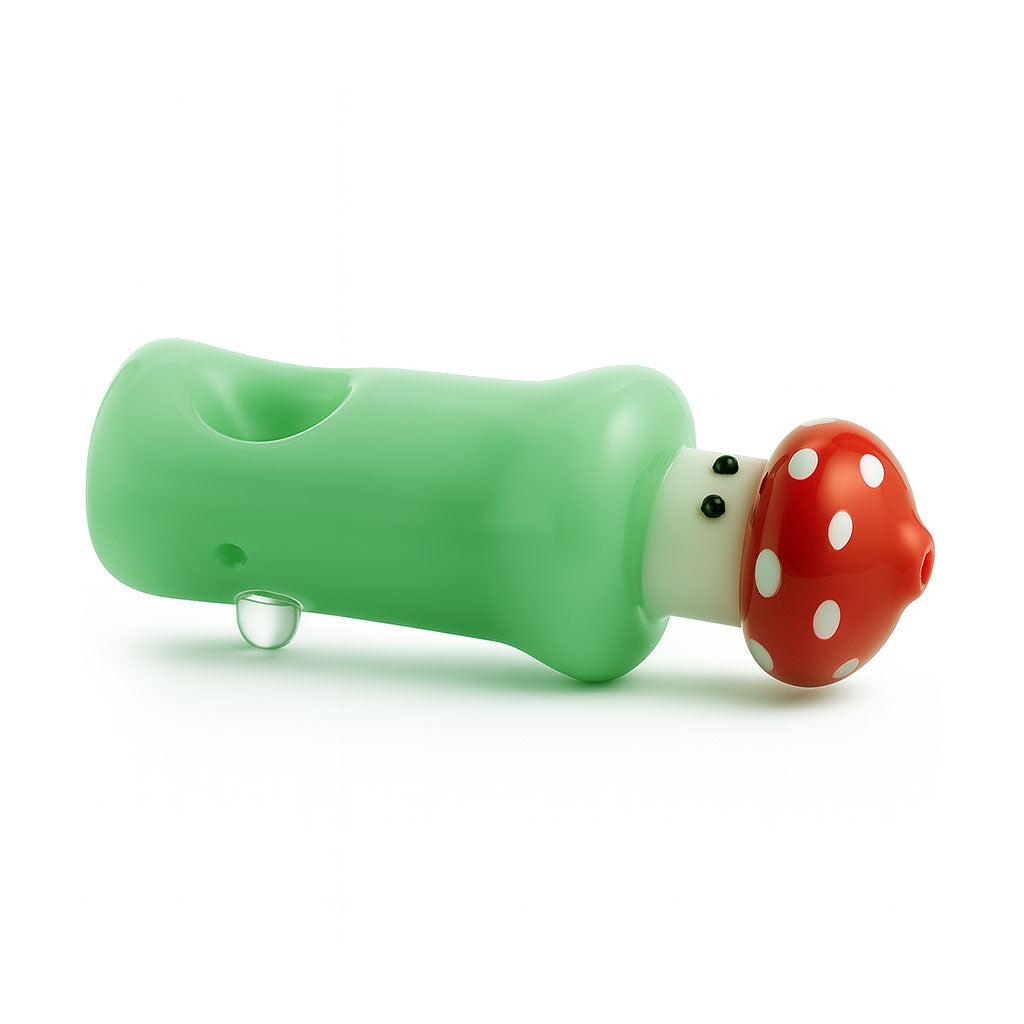 RED TOP MUSHROOM GREEN HAND PIPE