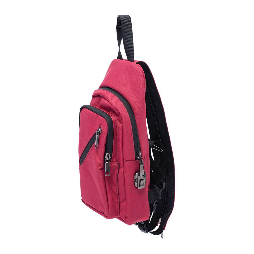 Smellproof Sling Bag - 12" x 6" x 2" - Wine Red
