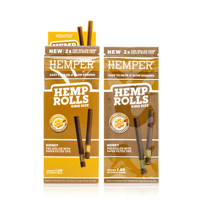 Pre-Rolled King Size Paper Tip Hemp Rolls | 2PK Display