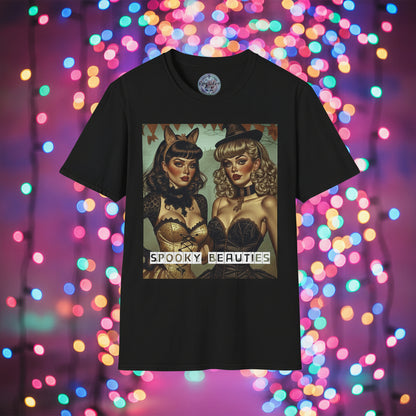 Spooky Beauties Retro Pin-up Couple | Vintage Aesthetic Tee