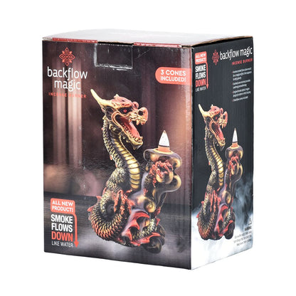 Copper Dragon Backflow Cone Incense Burner - 6"