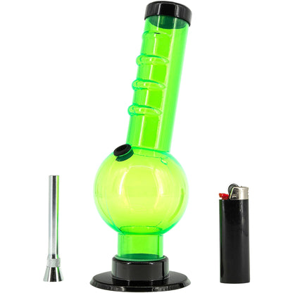 Acrylic Angled Neck Straight Tube Bubble Bong 9-12"