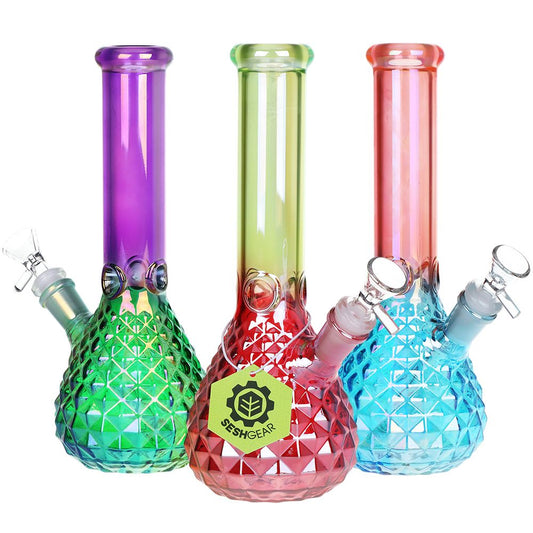 3CT BUNDLE - SeshGear Vintage Vase Ombre Glass Water Pipe - 9.75" / 14mm F / Colors Vary