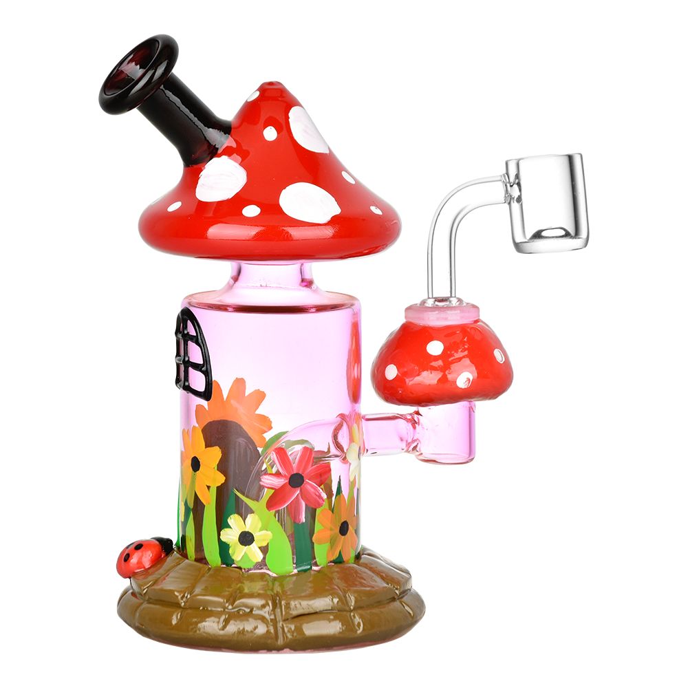 Magic Shroom Garden Glow In The Dark Glass D@b•R°g - 6.25" / 14mm F
