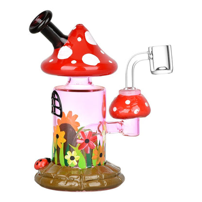 Magic Shroom Garden Glow In The Dark Glass D@b•R°g - 6.25" / 14mm F