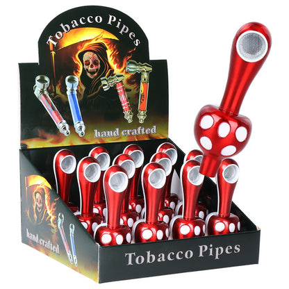 12ct Spotted Mushroom 3.75" Metal Hand Pipes | Display