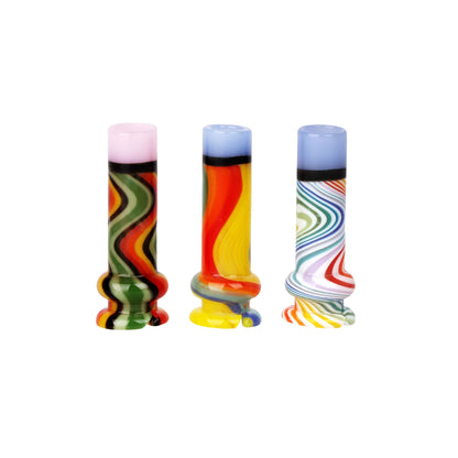 Pulsar Candy Stripe Glass Mouthpiece Attachment for Puffco Pivot w/ Display Stand - Colors Vary