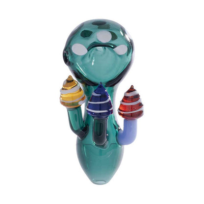MUSHROOM CHARACTER GLASS HAND PIPE