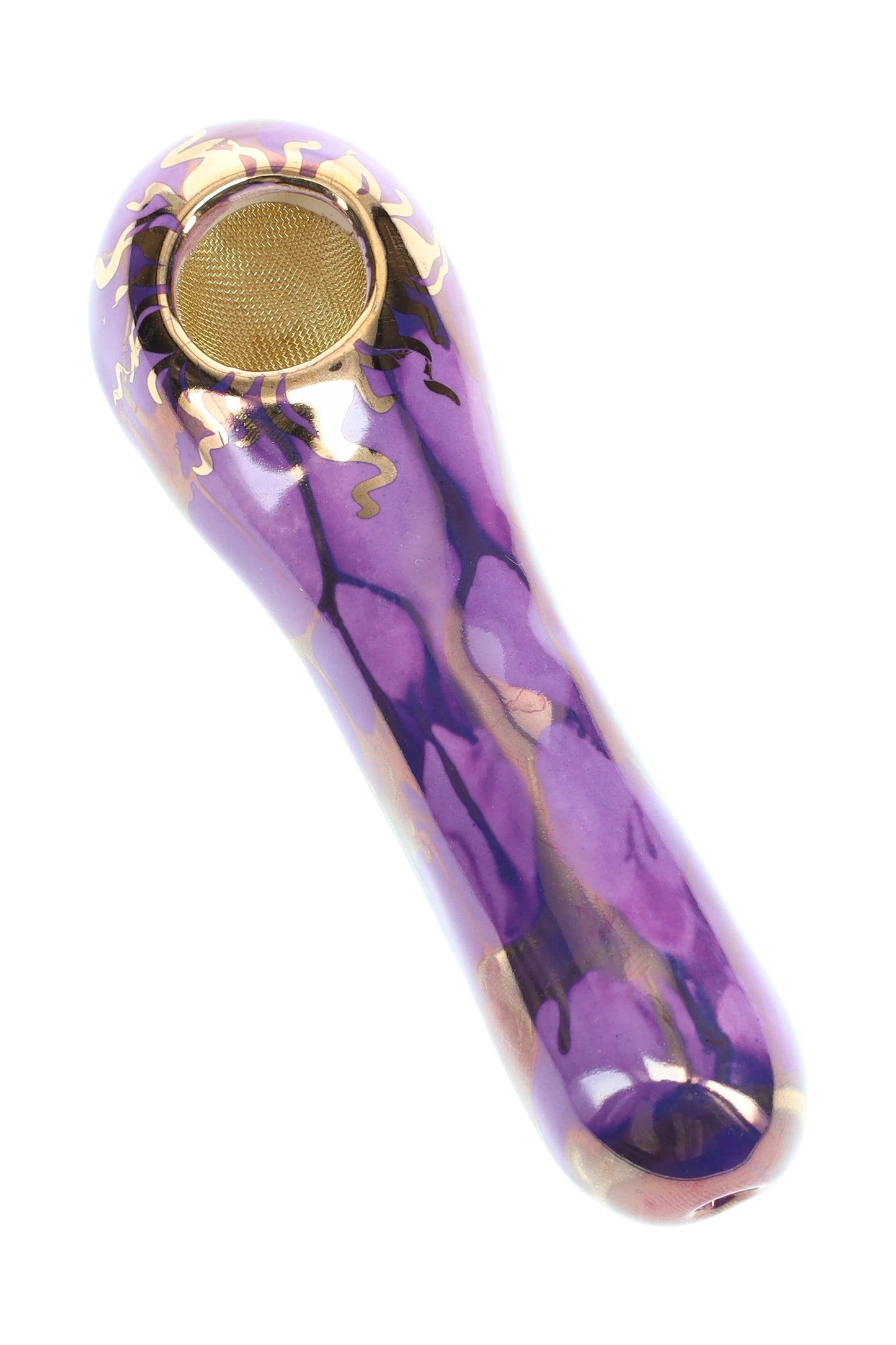 Ancient Creations Ceramics 4″ Ceramic Spoon Hand Pipe – Brass Screen – US-Made