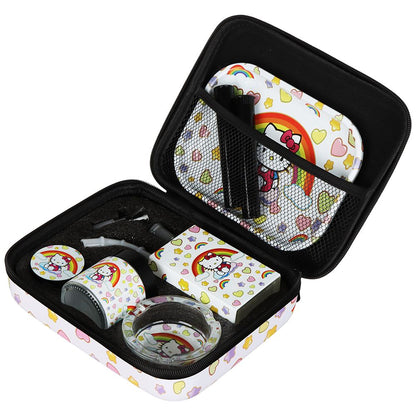 Hello Kitty Juicebox Glass Water Pipe Smoker's Travel Kit - 7" / 14mm F / Rainbow Kitty