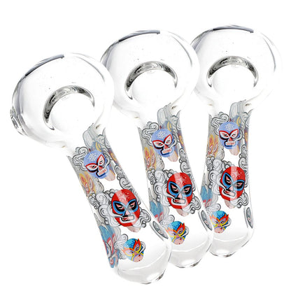 Pulsar Luchadors Glass Spoon Pipe - 4.5" 3CT