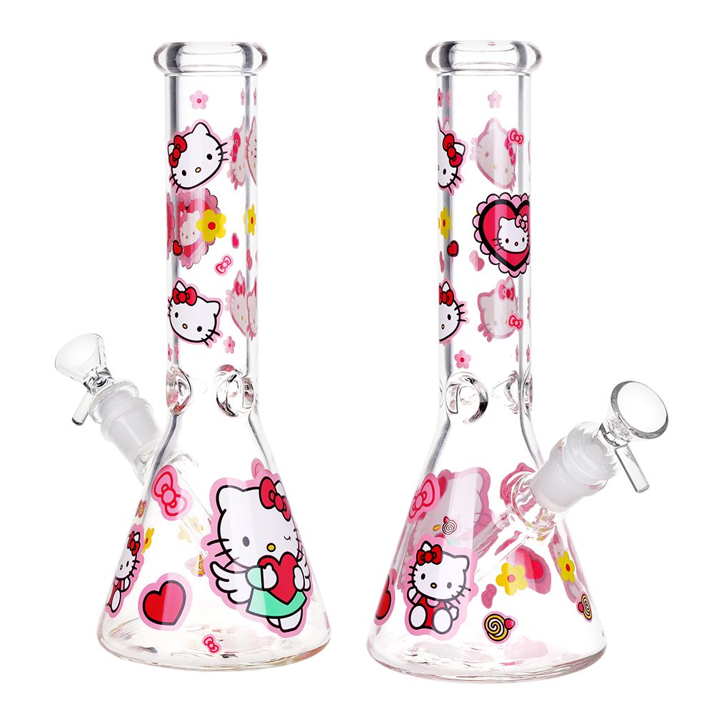 Heart Loving Cute Hello Kitty Beaker Glass Water Pipe - 10" / 14mm F