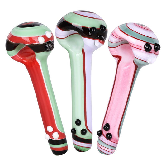 4ct Cream Striped/Marble Glass Spoon Pipes - 4.75" / Assorted Color Bundle