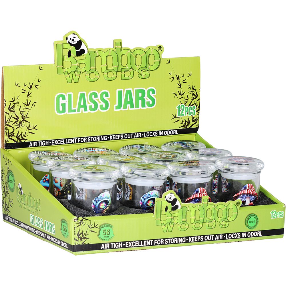 12ct Bamboo Woods Trippedelic 3" Glass Jars | Display