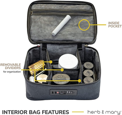 Herb & Mary | Smell Proof Accessories Storage Stash Case w/Integrated Combo Lock (Large)