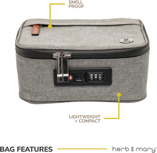 Herb & Mary | Smell Proof Accessories Storage Stash Case w/Integrated Combo Lock (Medium)