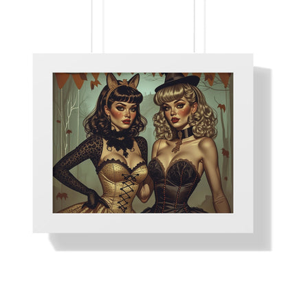 Spooky Beauties Vintage Halloween Glam Framed Print