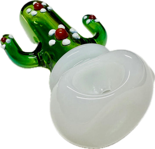 Ripkitty 4.5" Borosilicate Glass Cactus Spoon Pipe | Dry Herb Hand Pipe