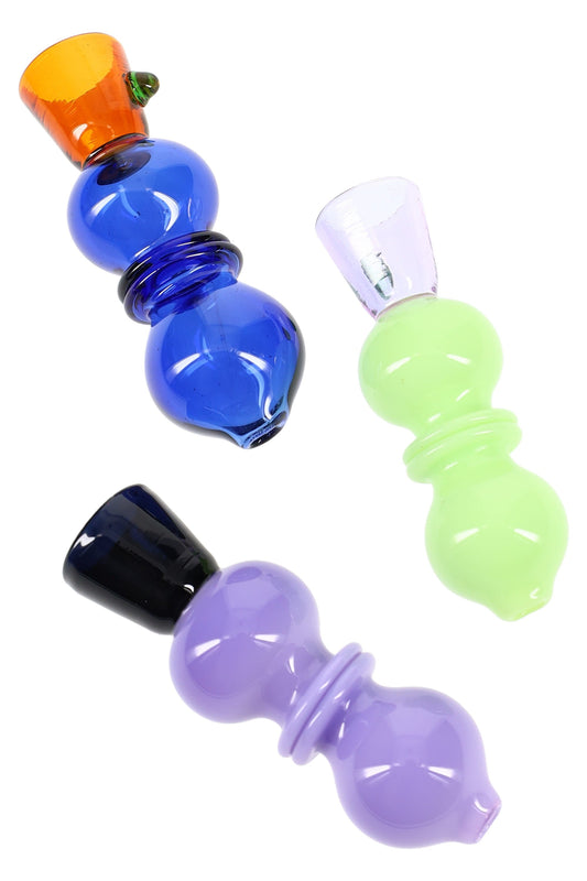 Multicolor Spherical Glass Chillum “Bubble Rocket” – 3″ – Assorted Colors