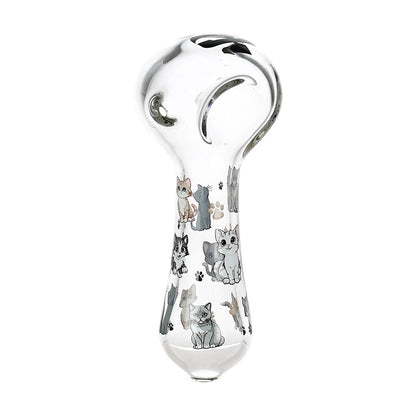 3CT BUNDLE - Pulsar Cute Kitties Glass Spoon Pipe - 4.5"