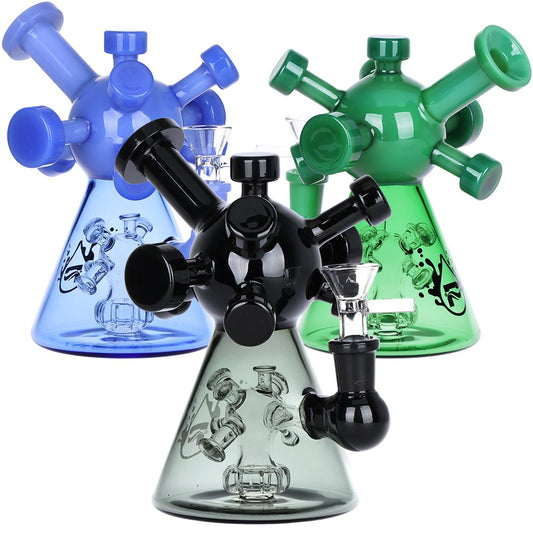 Pulsar Molecule Glass Water Pipe - 7" / 14mm F / Colors Vary