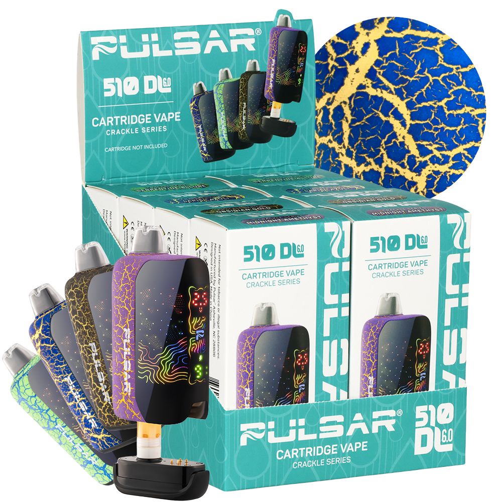 8CT DISPLAY - Pulsar 510 DL 6.0  Curved LCD Screen Vape Bar Crackle Series - 1000mAh / Assorted Colors