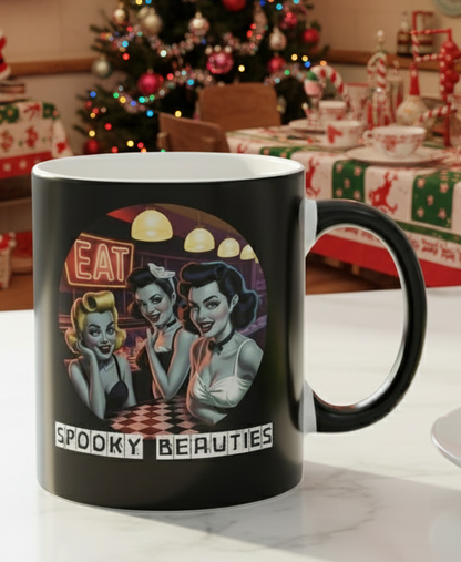 Spooky Beauties EAT Retro Diner Pin-Ups - Color Changing Mug