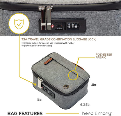 Herb & Mary | Smell Proof Accessories Storage Stash Case w/Integrated Combo Lock (Medium)