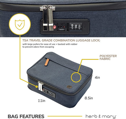Herb & Mary | Smell Proof Accessories Storage Stash Case w/Integrated Combo Lock (Large)