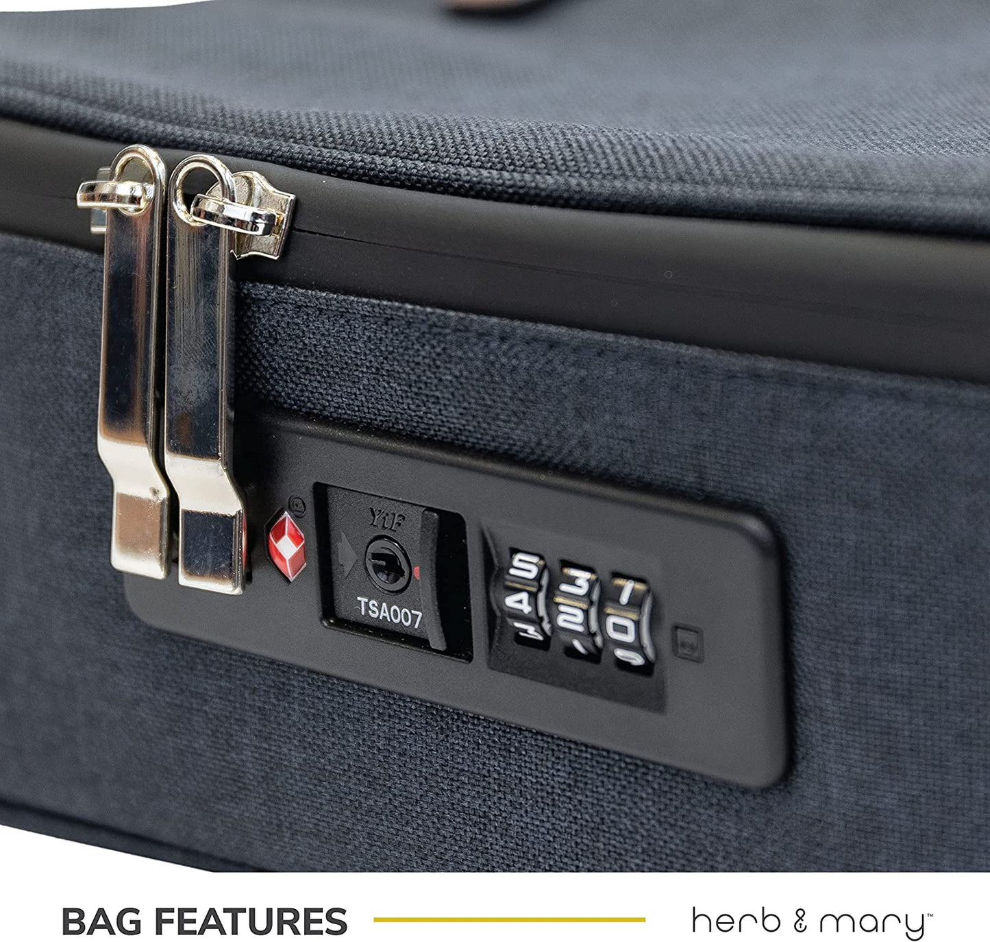 Herb & Mary | Smell Proof Accessories Storage Stash Case w/Integrated Combo Lock (Large)