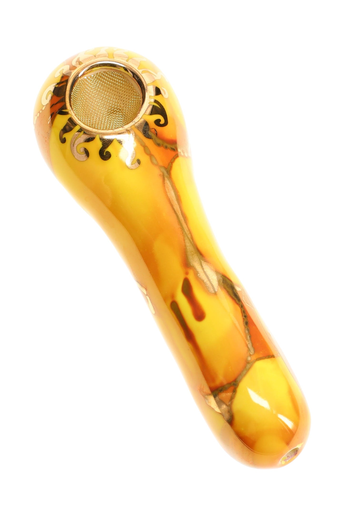 Ancient Creations Ceramics 4″ Ceramic Spoon Hand Pipe – Brass Screen – US-Made