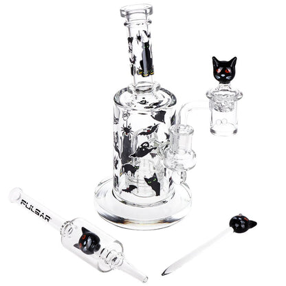 Pulsar Superstitious Kitty Glass Dab Rig Set - 8" / 14mm F