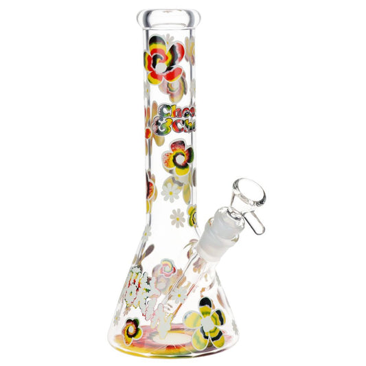 Cheech & Chong Glass Tie Dye Glow Glass Beaker Bong - 10"