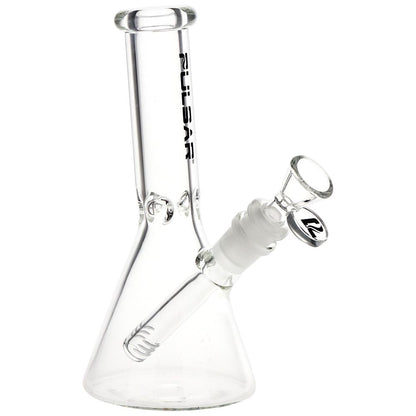 Pulsar Slant Neck Beaker Glass Water Pipe Zippered Case Travel Kit - 7" / Clear