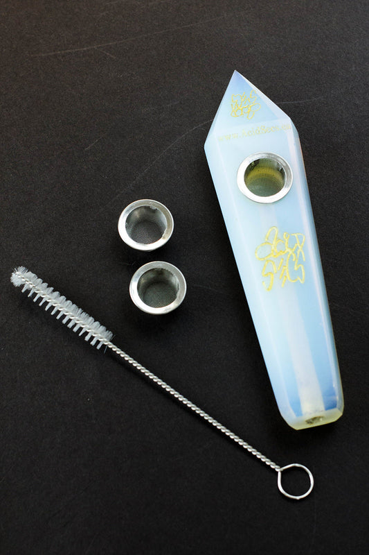 Acid Secs - Golden Engraved Opal Smoking Pipe