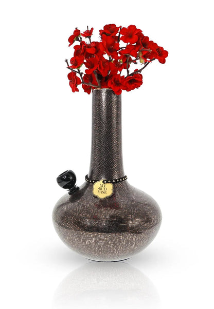 Burmese Vase Bong - black porcelain with gold snakeskin
