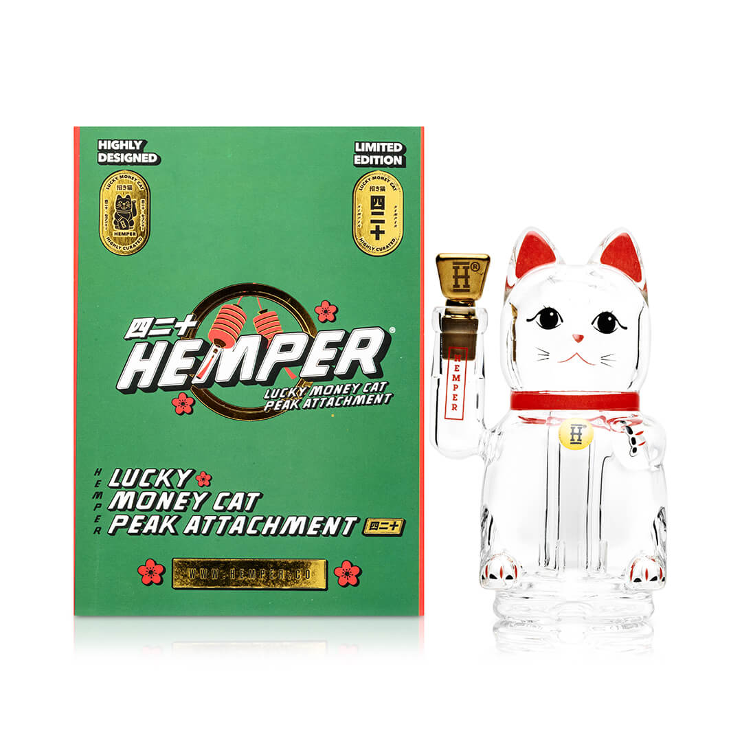 Hemper Lucky Money Cat Puffco Peak Glass Top
