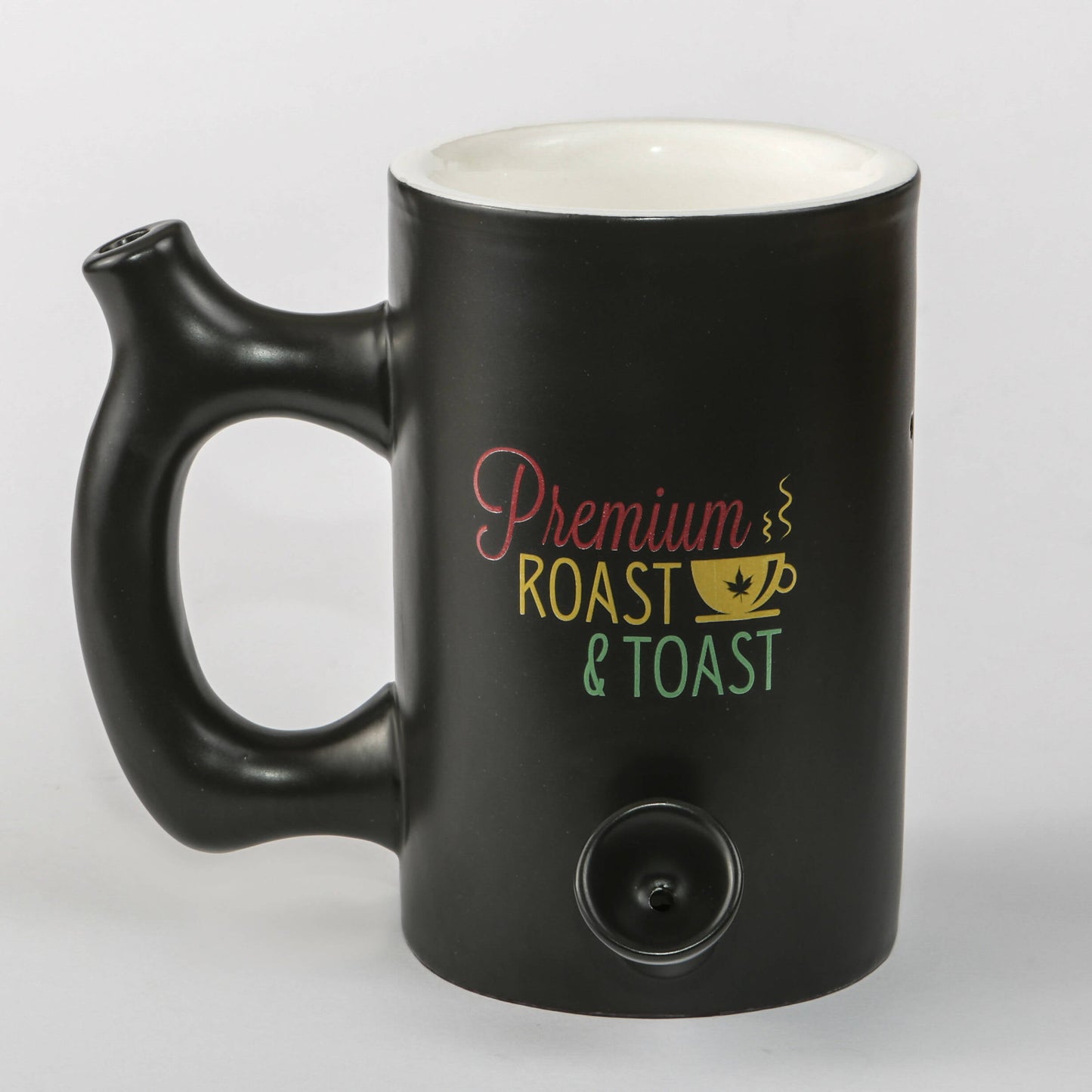 ROAST & TOAST PIPE MUG - SHINY BLACK WITH RASTA COLOR PRINT