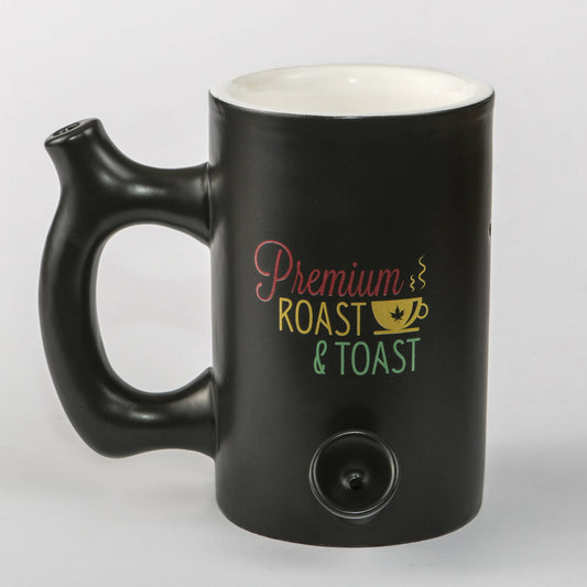 ROAST & TOAST PIPE MUG - SHINY BLACK WITH RASTA COLOR PRINT