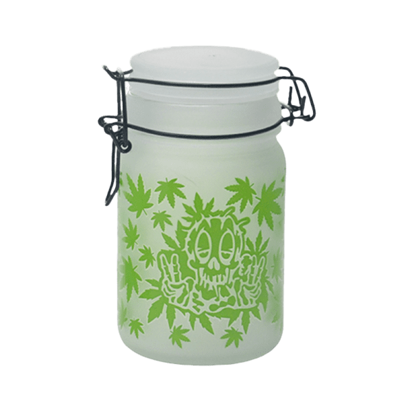 Green Leaf Glass Storage Jars
