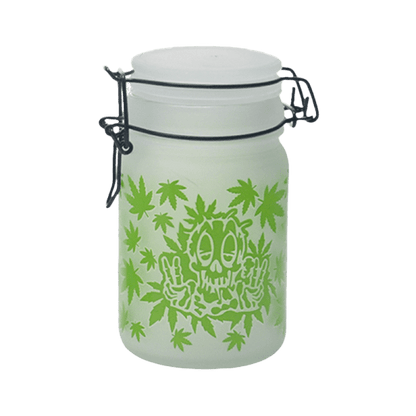 Green Leaf Glass Storage Jars