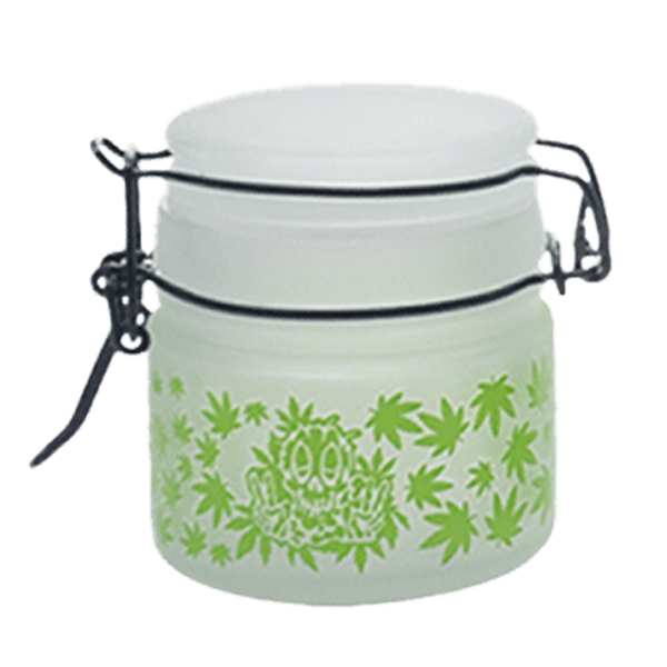 Green Leaf Glass Storage Jars