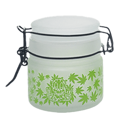 Green Leaf Glass Storage Jars
