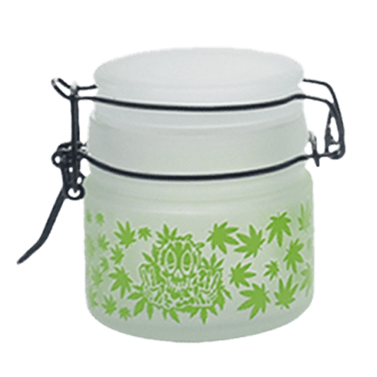 Green Leaf Glass Storage Jars