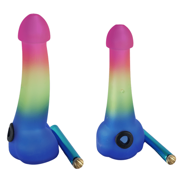 Glass Rainbow Penis Pipe